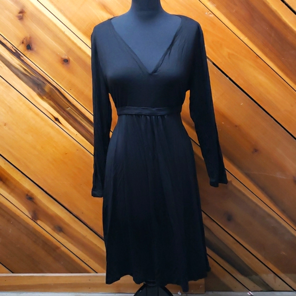 NEW! SOFT! 24seven Plus Size Belted Black Dress 1X